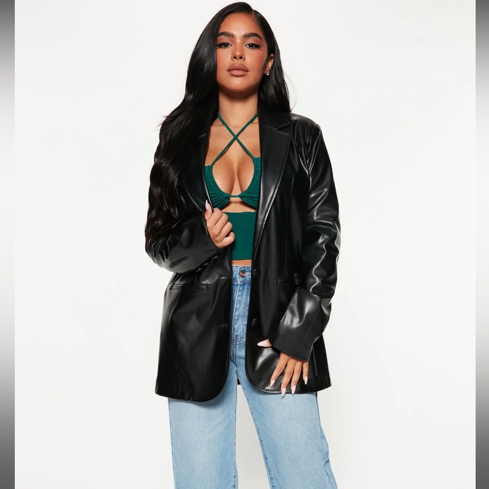 Faux Leather Blazer